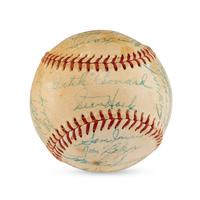 A 1955 Chicago Cubs Team Signed Autograph Baseball Including Early Career Ernie Banks Signature (Beckett Authentication Services)