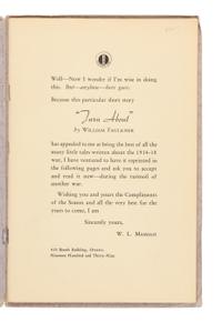 FAULKNER, William (1897-1962). Turn About . Ottawa: W.L. Massiah, 1939.