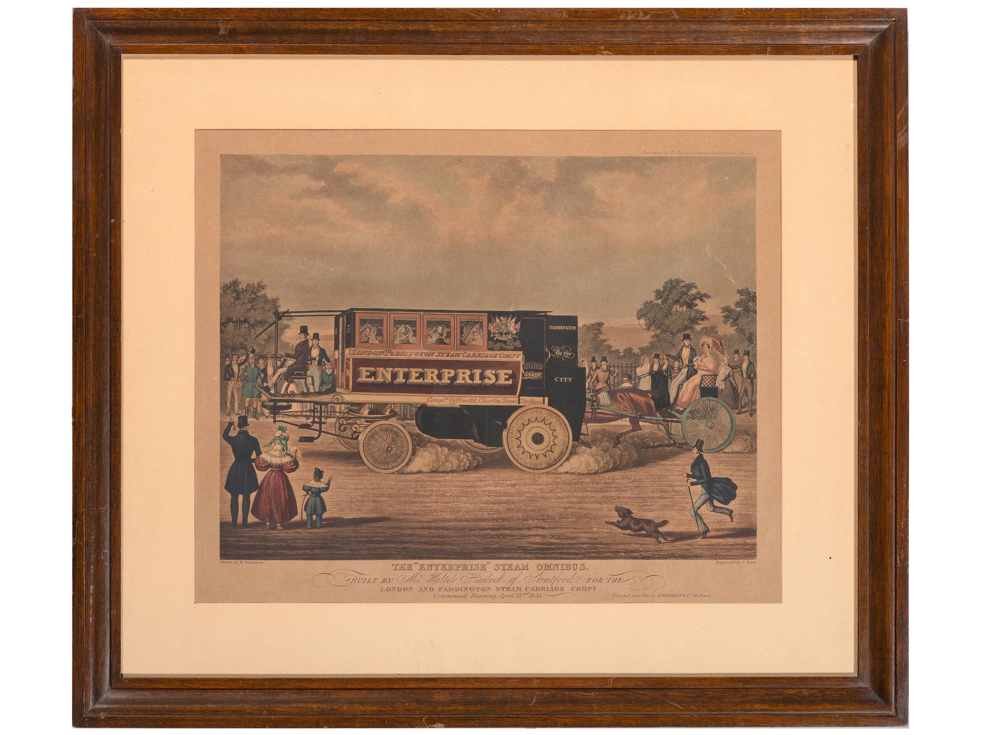 [TRANSPORTATION]. SUMMERS, W., artist. HUNT, C., engraver. ACKERMANN & Co., publisher. The "Enterprise" Steam Omnibus.