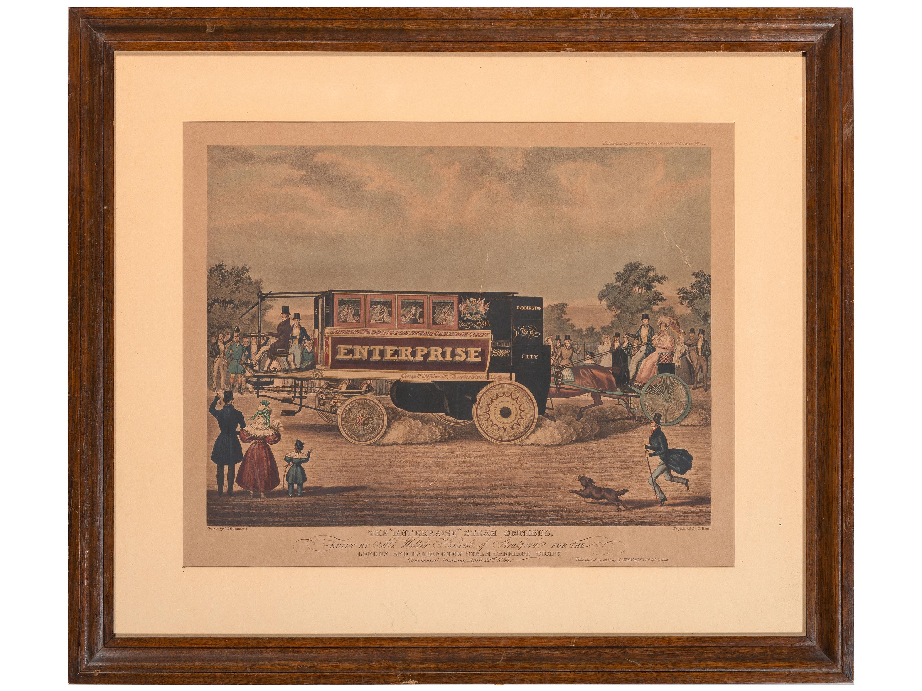 [TRANSPORTATION]. SUMMERS, W., artist. HUNT, C., engraver. ACKERMANN & Co., publisher. The "Enterprise" Steam Omnibus.