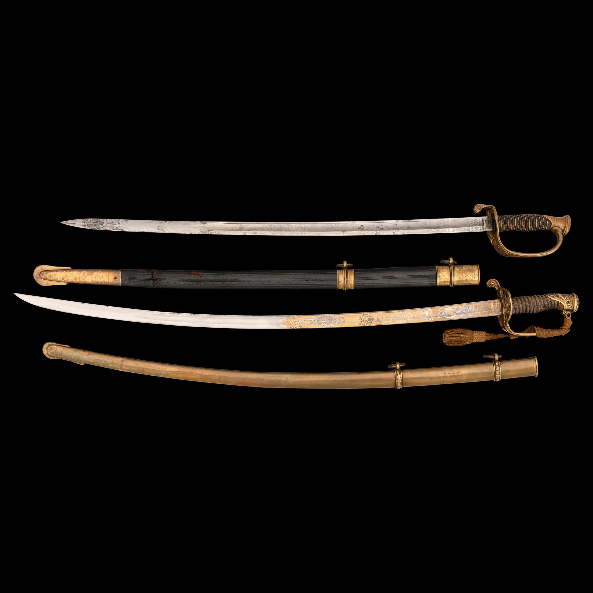 Lot of Two Model 1850 Staff and Field Officer's Swords of General Franklin S. Nickerson