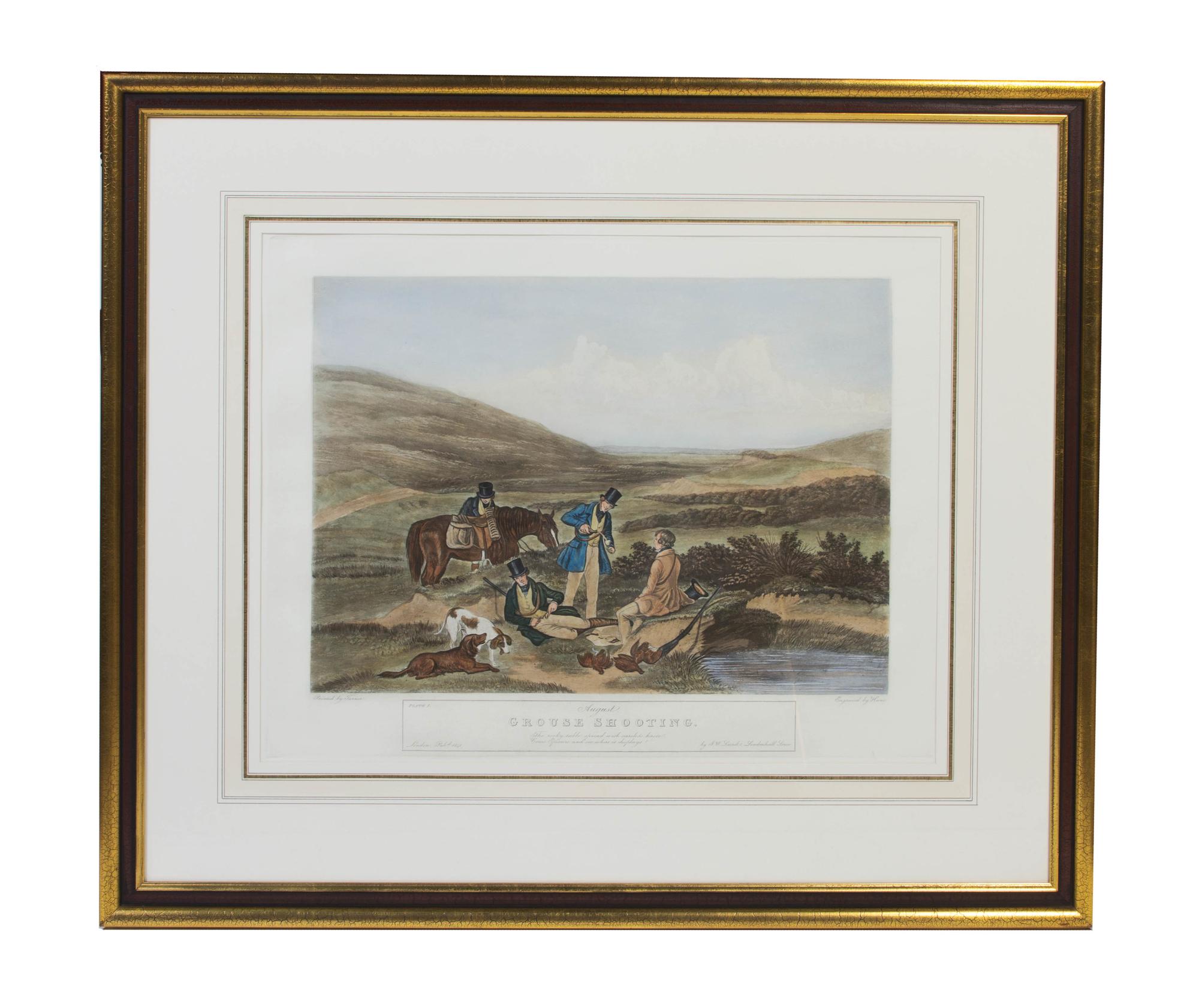 Six English Handcolored Engravings, AFTER FRANCIS CALCRAFT TURNER (BRITISH, C. 1782-1846), Height 17 3/4 x width 22 1/2 inches (visible — AFTER FRANCIS CALCRAFT TURNER (BRITISH, C. 1782-1846),