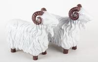 Two Ceramic Rams Length 18 inches.