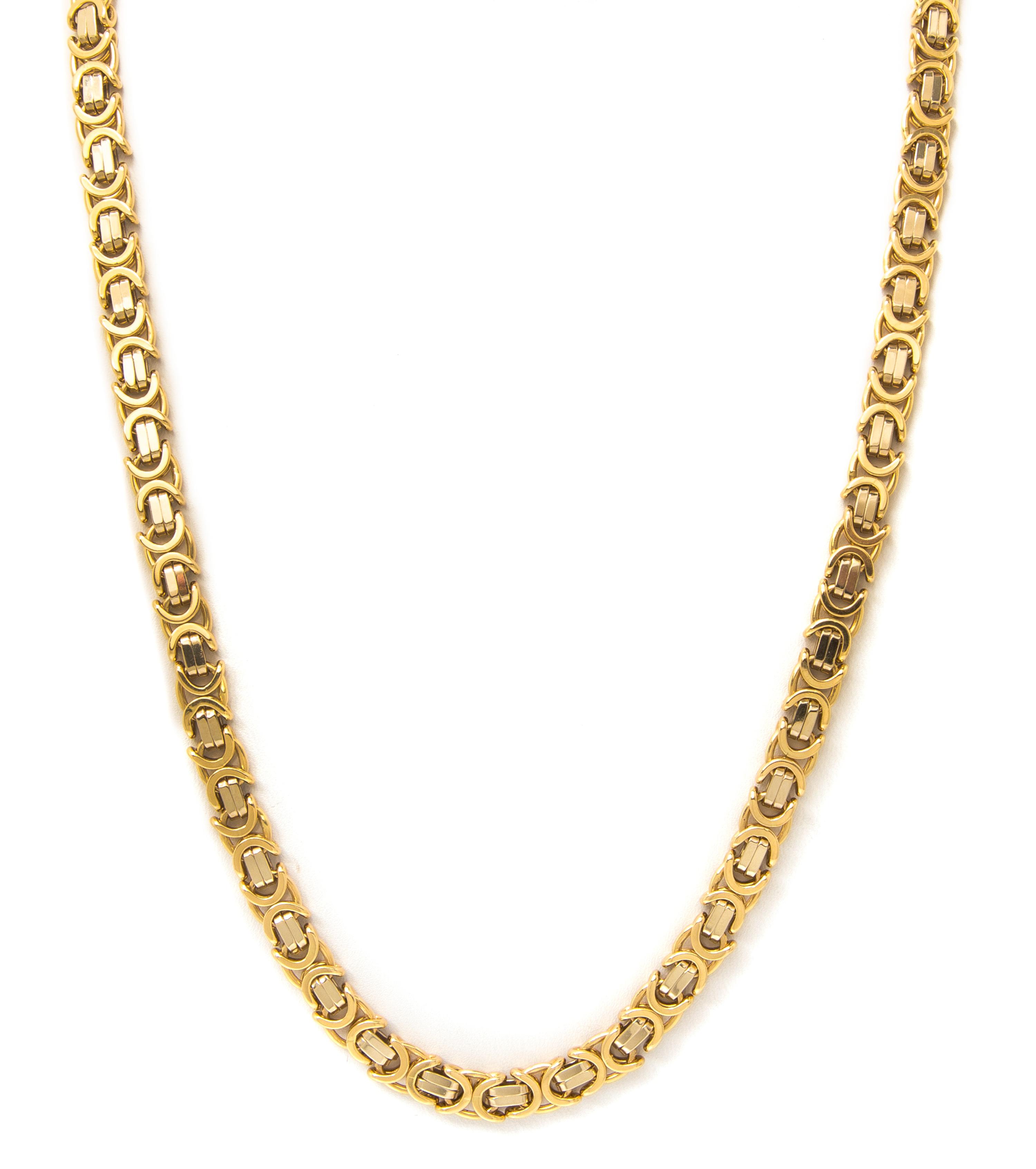 An 18 Karat Yellow Flat Byzantine Link Chain, 48.60 dwts.