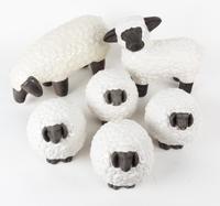 A Flock of Eight Ceramic Painted Sheep — 20TH CENTURY