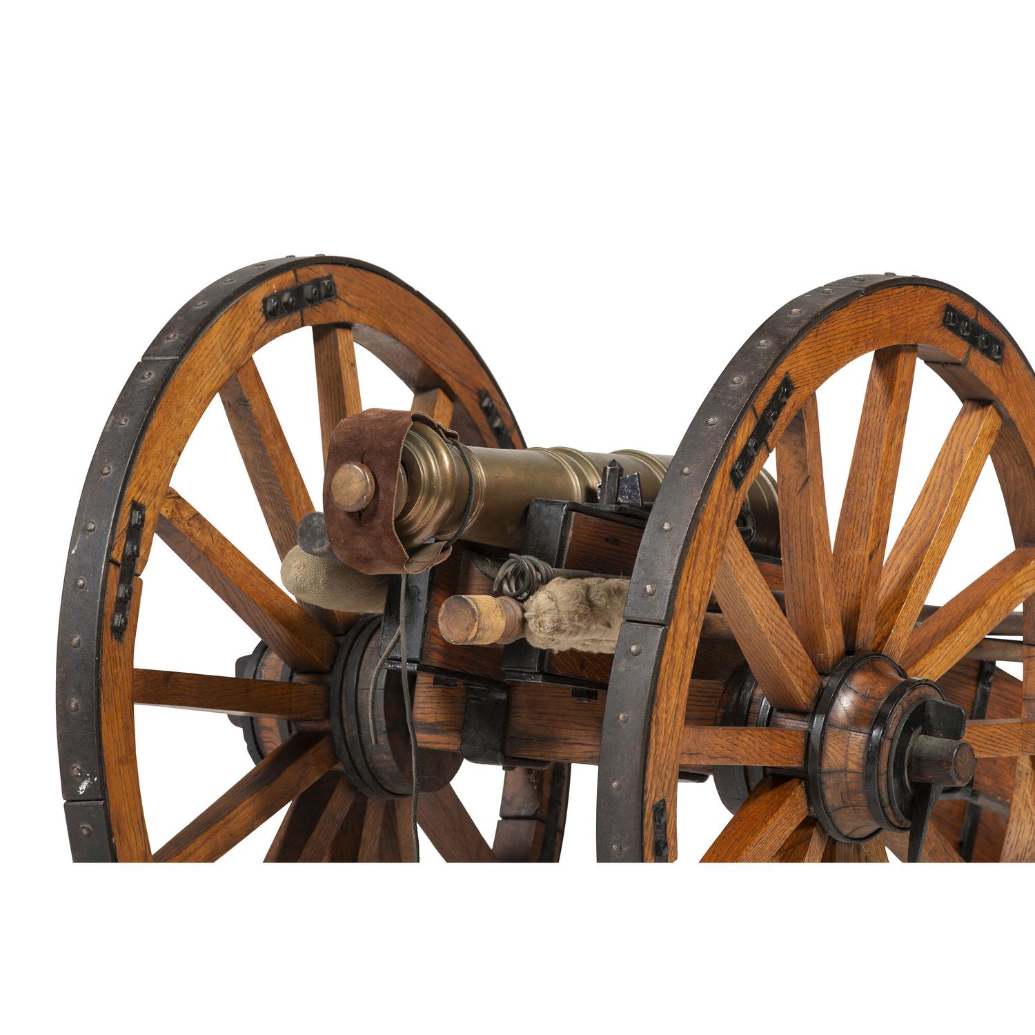 William Muese Made Scale Replica of a British Bronze "Grasshopper" Field Piece on Carriage