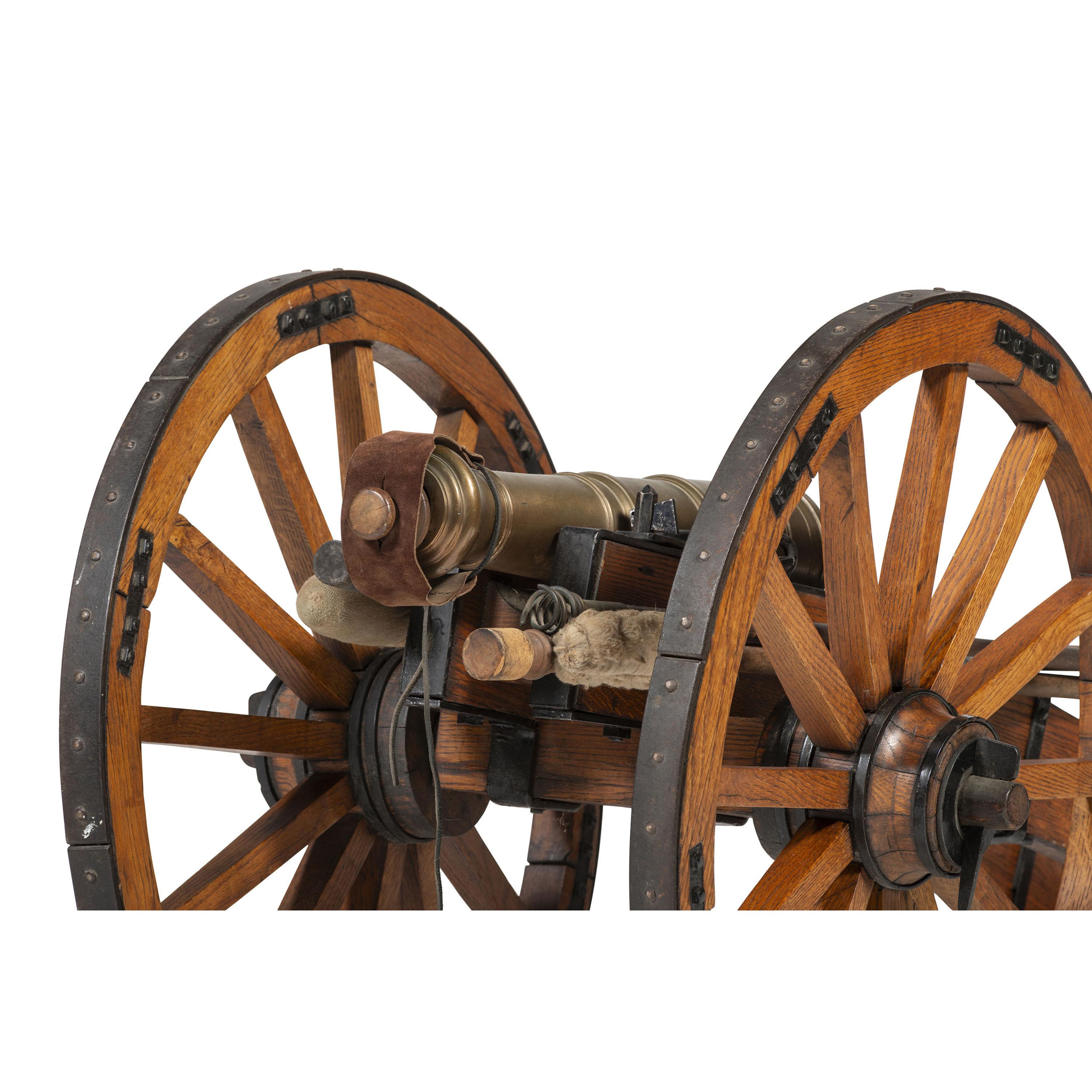 William Muese Made Scale Replica of a British Bronze "Grasshopper" Field Piece on Carriage