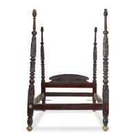 Classical carved mahogany bedstead Caribbean, circa 1840