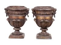 A Pair of Neoclassical Style Cast Metal Urns
