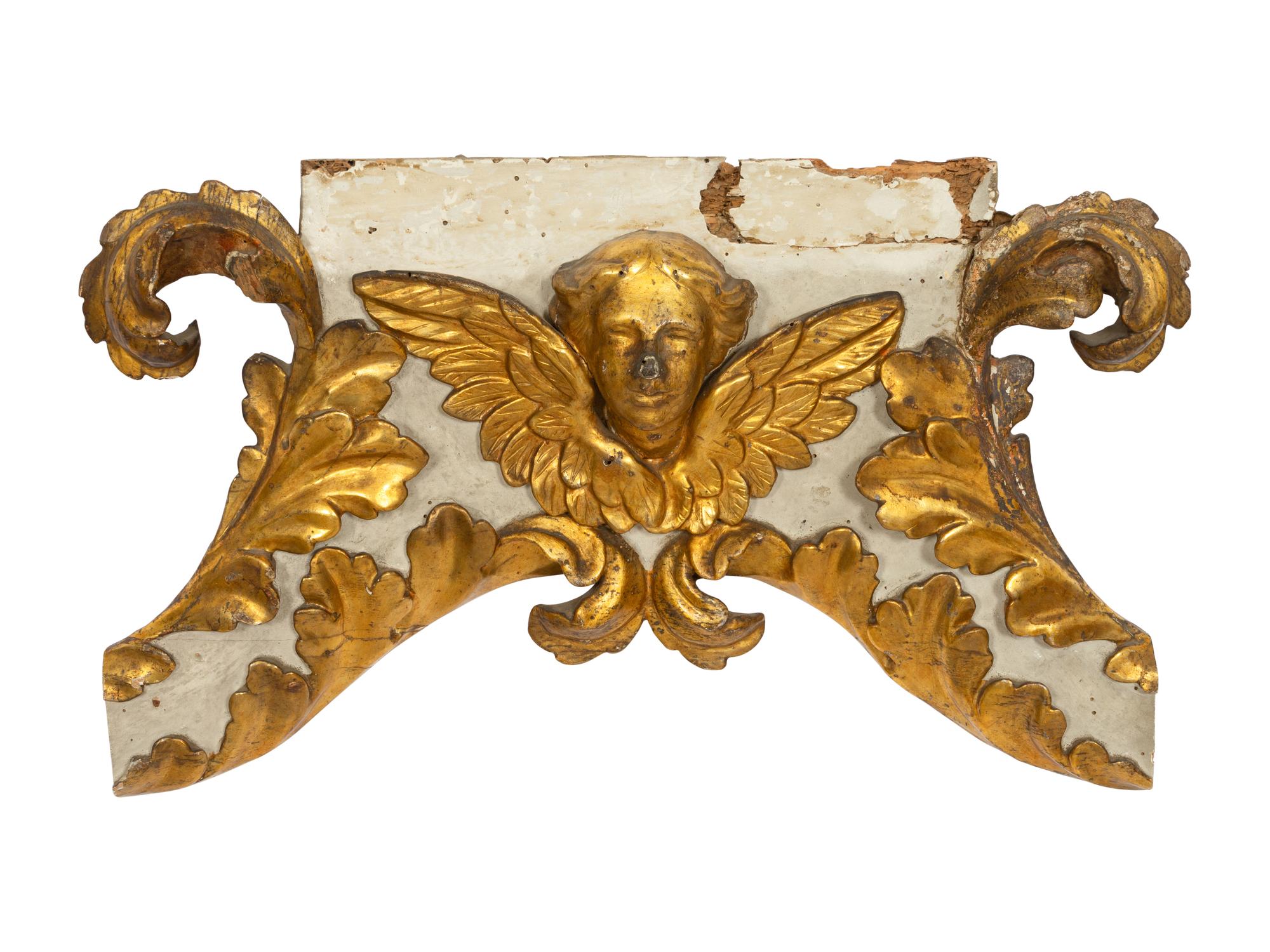 An Italian Gray-Painted and Parcel Gilt Wall Ornament