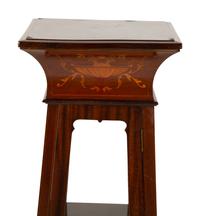A Pair of Victorian Satinwood Inlaid Mahogany Vitrine Pedestals