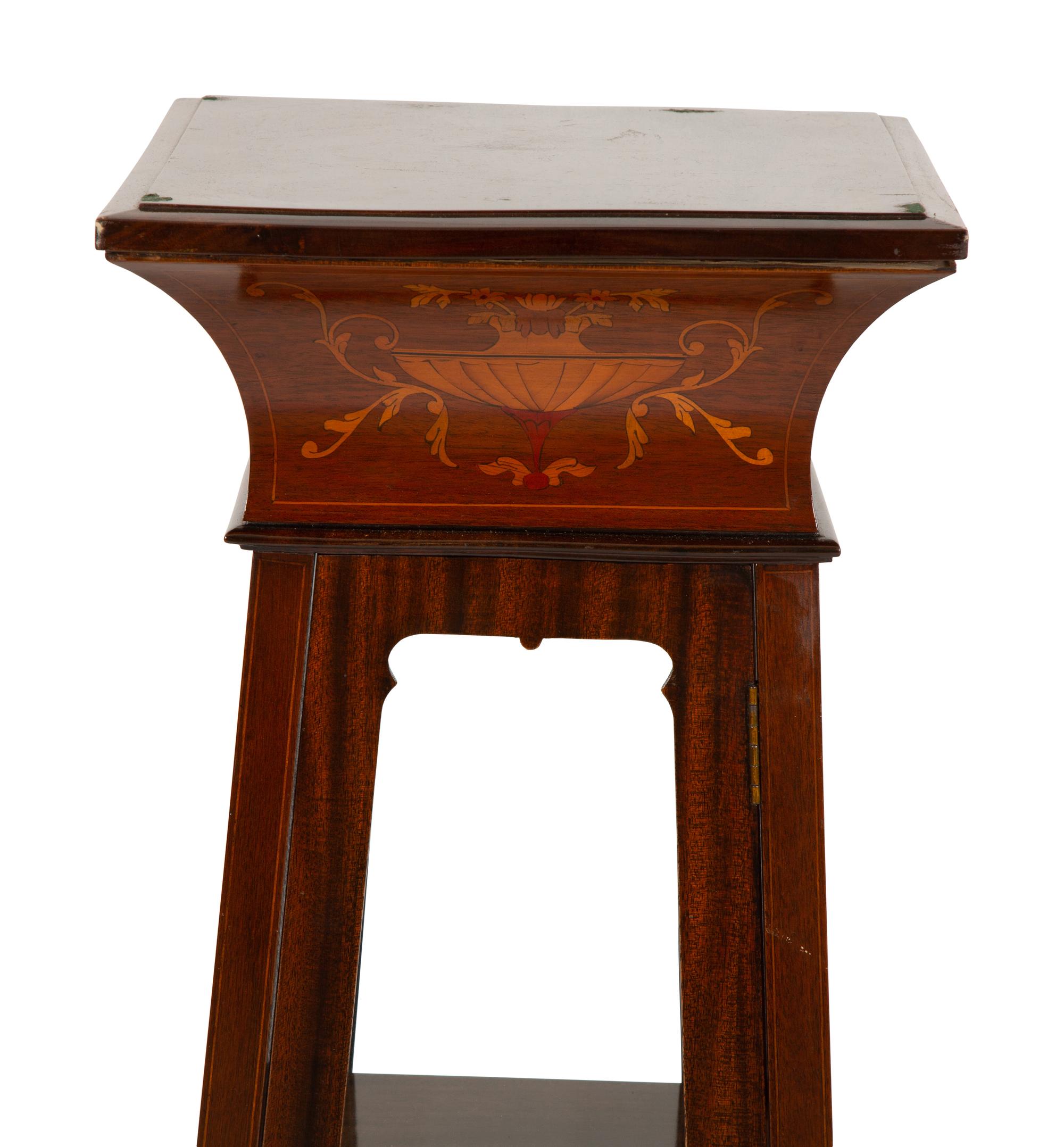A Pair of Victorian Satinwood Inlaid Mahogany Vitrine Pedestals