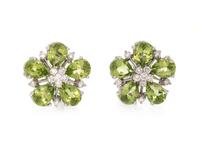 PERIDOT AND DIAMOND FLOWER EARRINGS