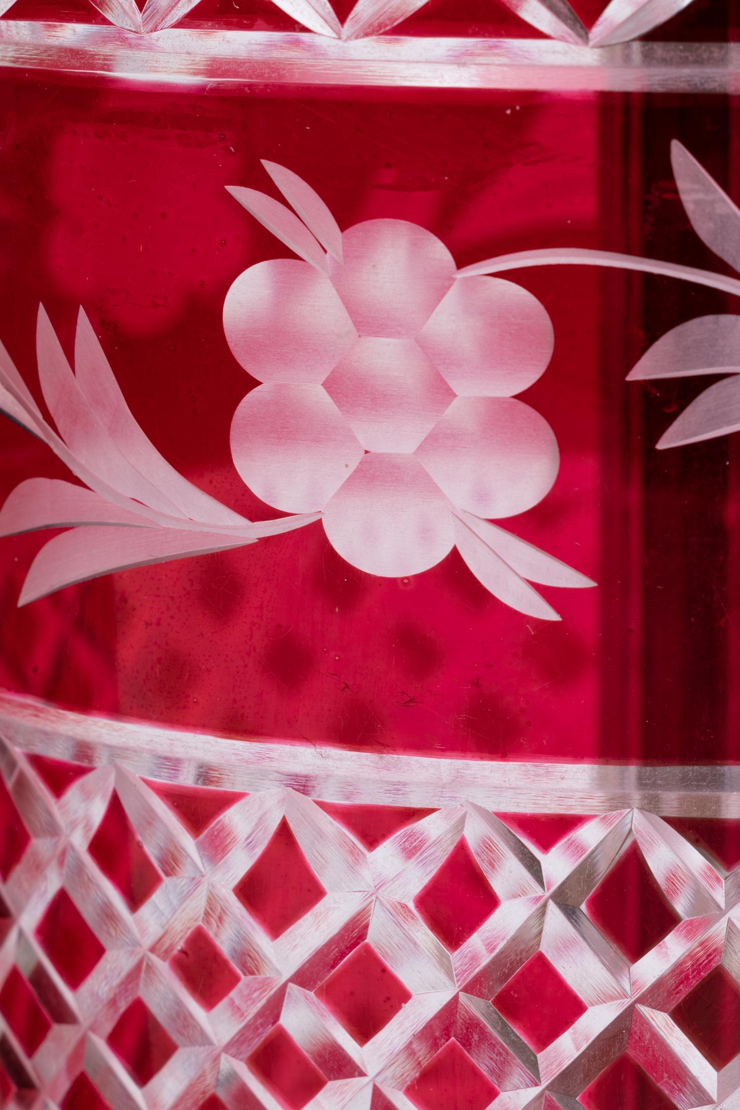 A Pair of Bohemian Glass Vases Mounted as Lamps