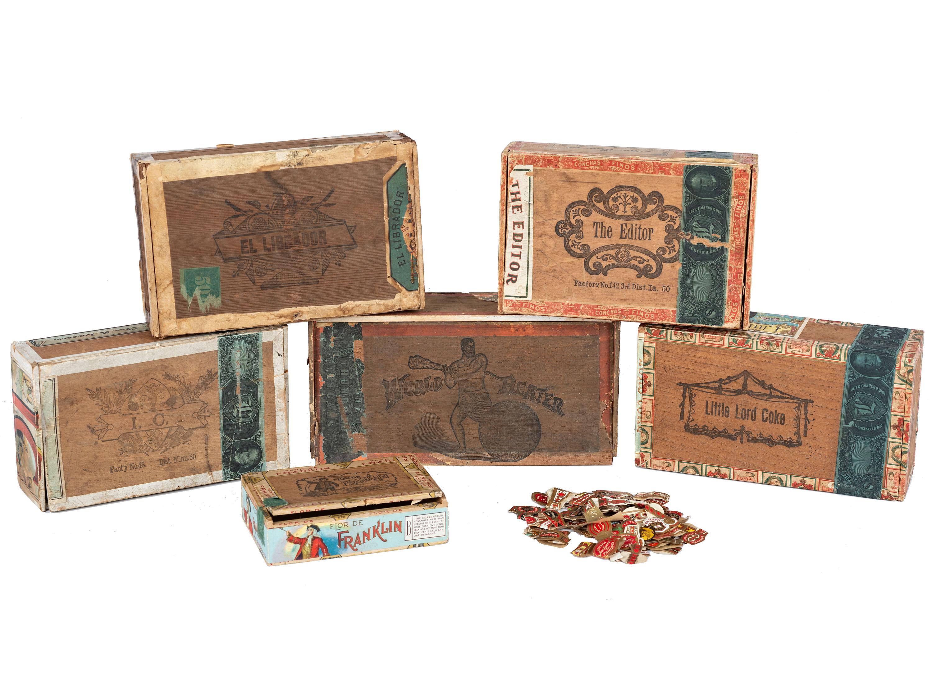 A Collection of Cigar Boxes and Tins