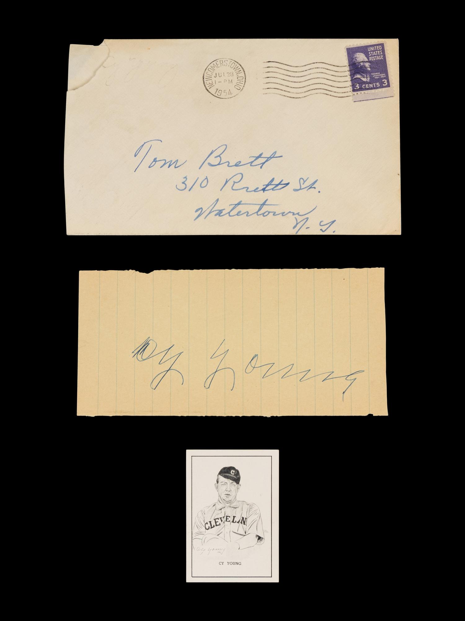 A Cy Young Signed Autograph Cut (JSA Letter),