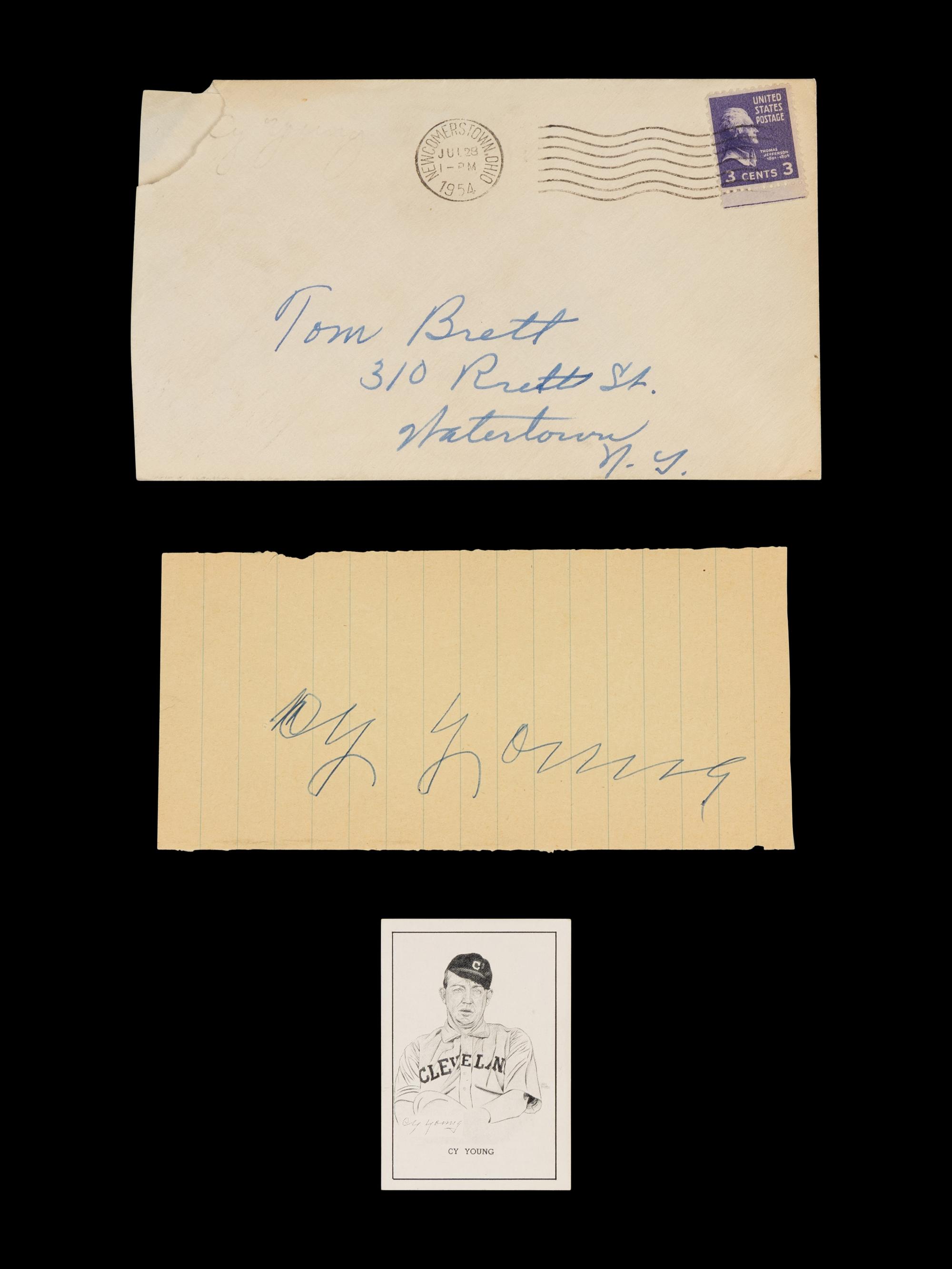A Cy Young Signed Autograph Cut (JSA Letter),