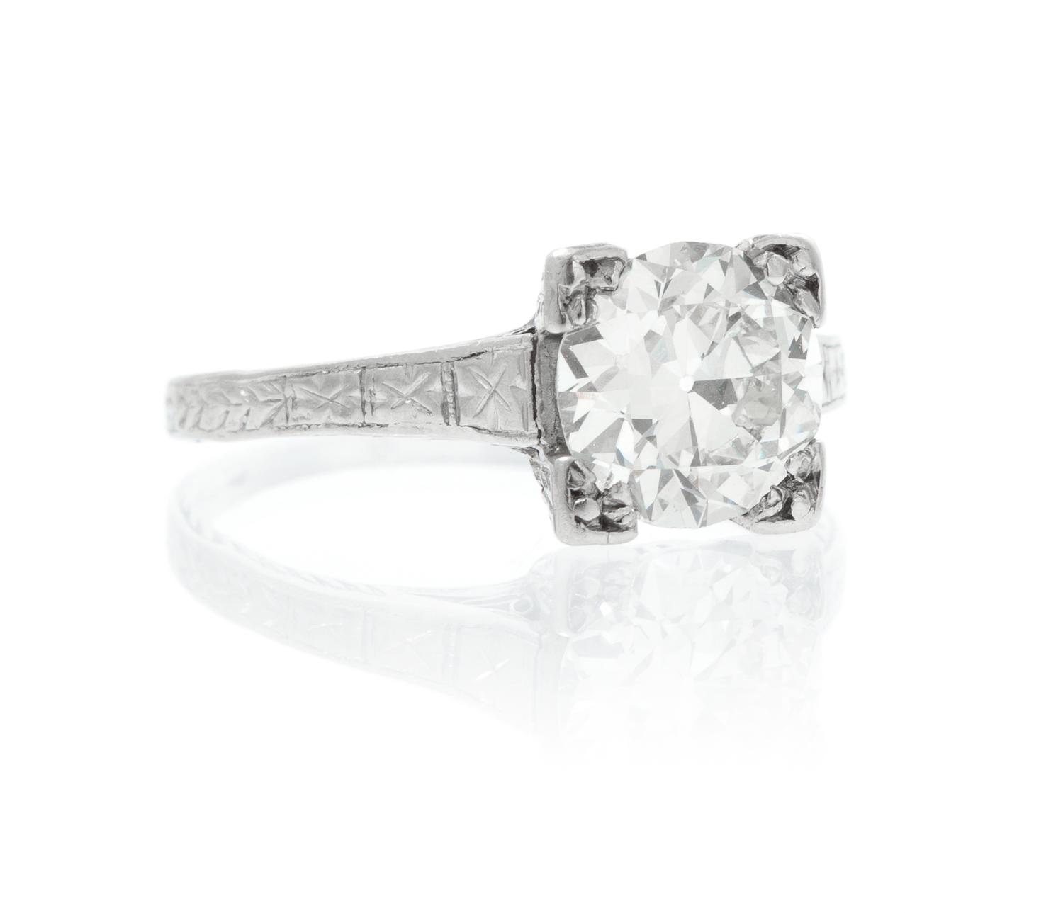 An Edwardian Platinum and Diamond Ring, 2.20 dwts.