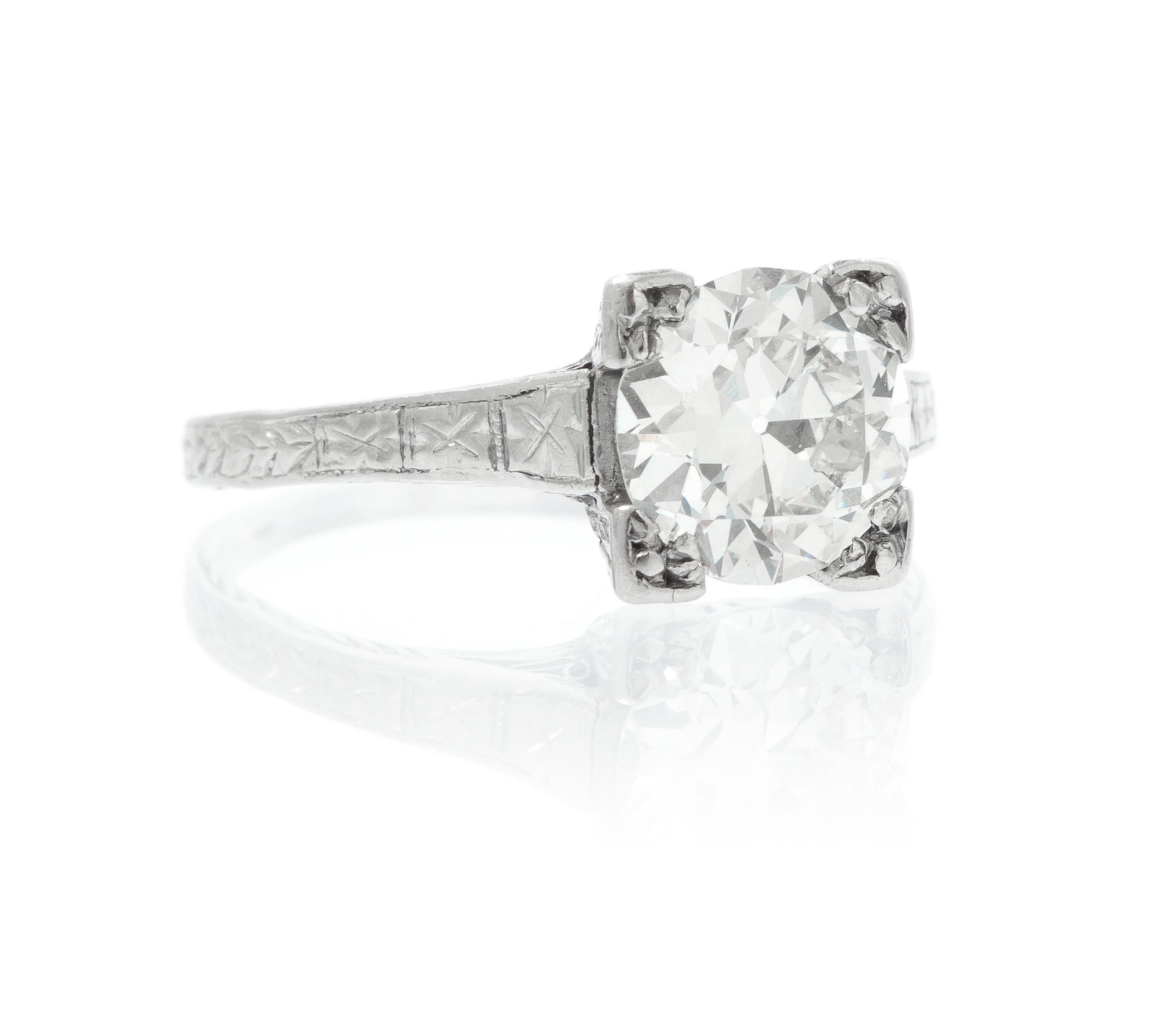 An Edwardian Platinum and Diamond Ring, 2.20 dwts.