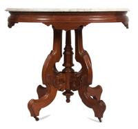 A Victorian Marble Top Parlor Table Height 29 x width 33 x depth 23 1/2 inches. — 19TH CENTURY