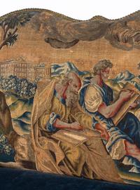 A Louis XV Painted Canapé with Needlepoint Tapestry Upholstery