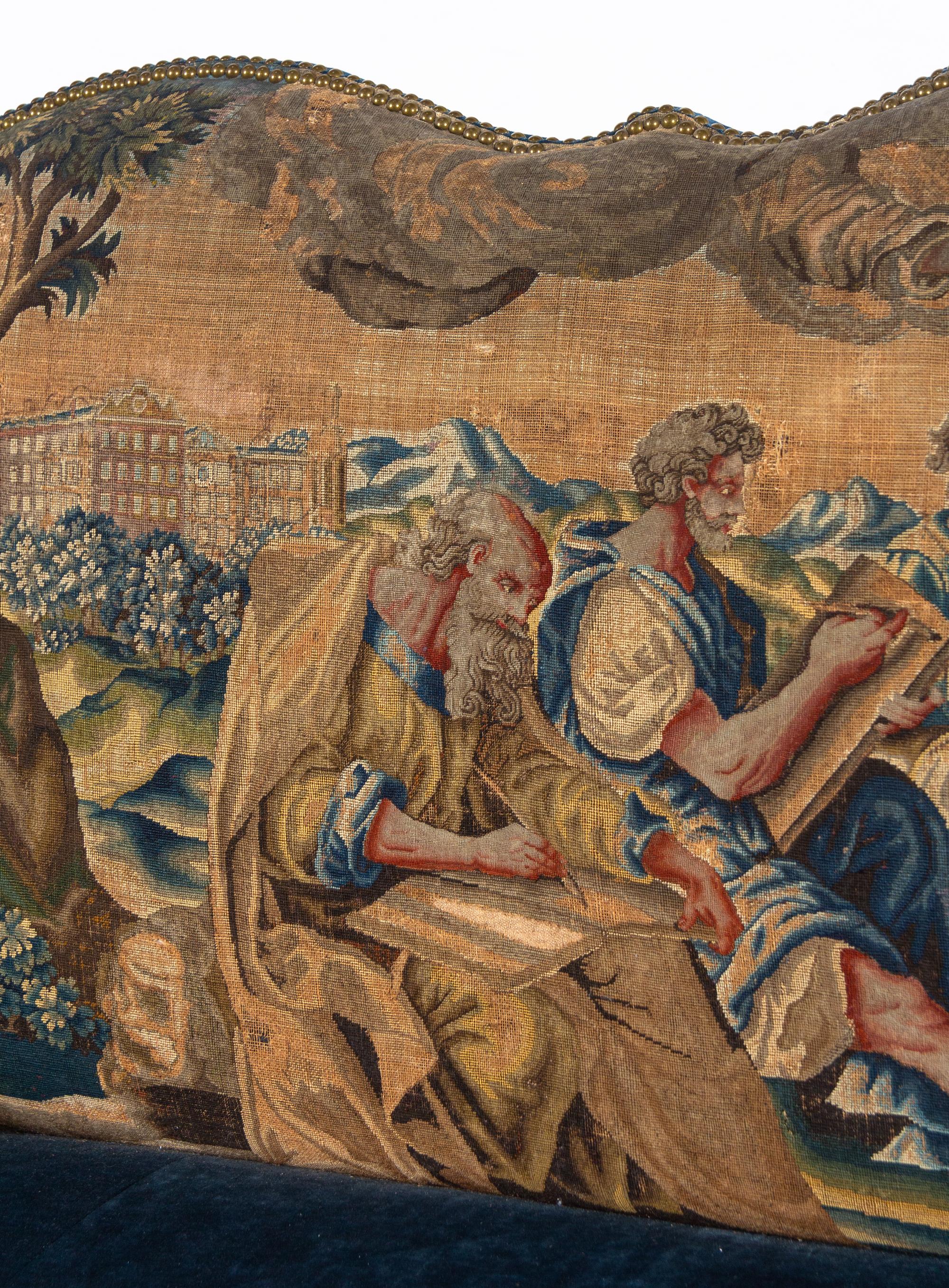 A Louis XV Painted Canapé with Needlepoint Tapestry Upholstery