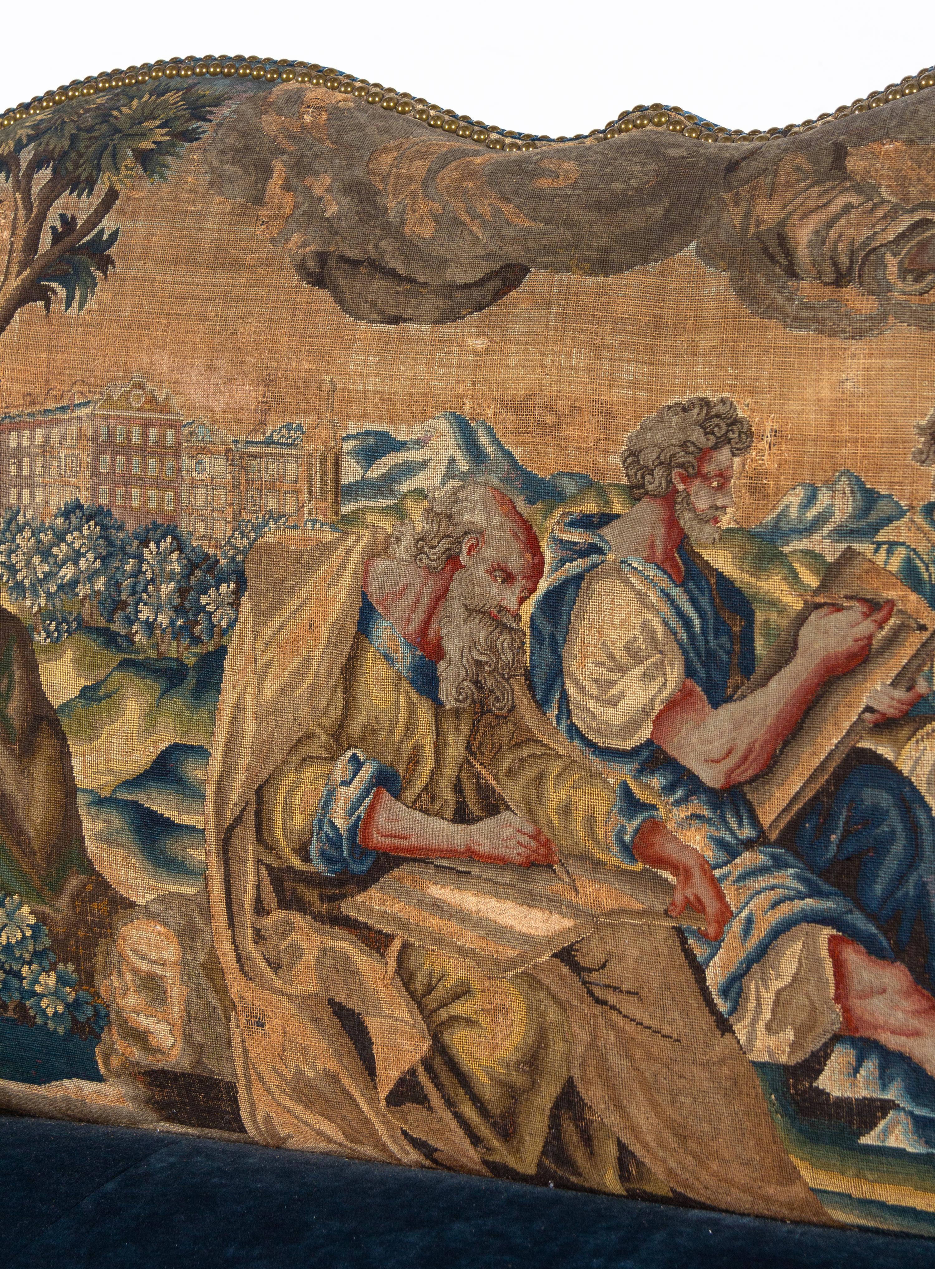 A Louis XV Painted Canapé with Needlepoint Tapestry Upholstery
