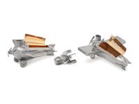 A Pair of German Chromed-Metal Airplane-Form Smoking Sets