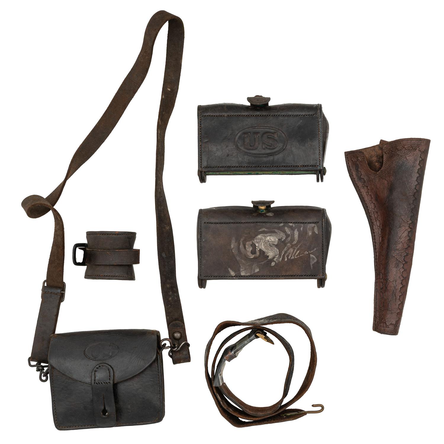 Lot of Indian Wars Era Leather Accoutrments