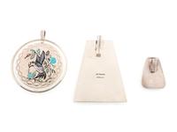 Zuni and Pueblo Silver Pendants, with Mosaic Inlay