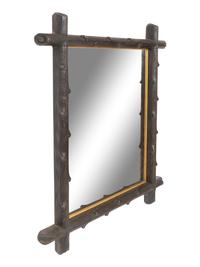 A Black Forest Faux Bois Carved Mirror