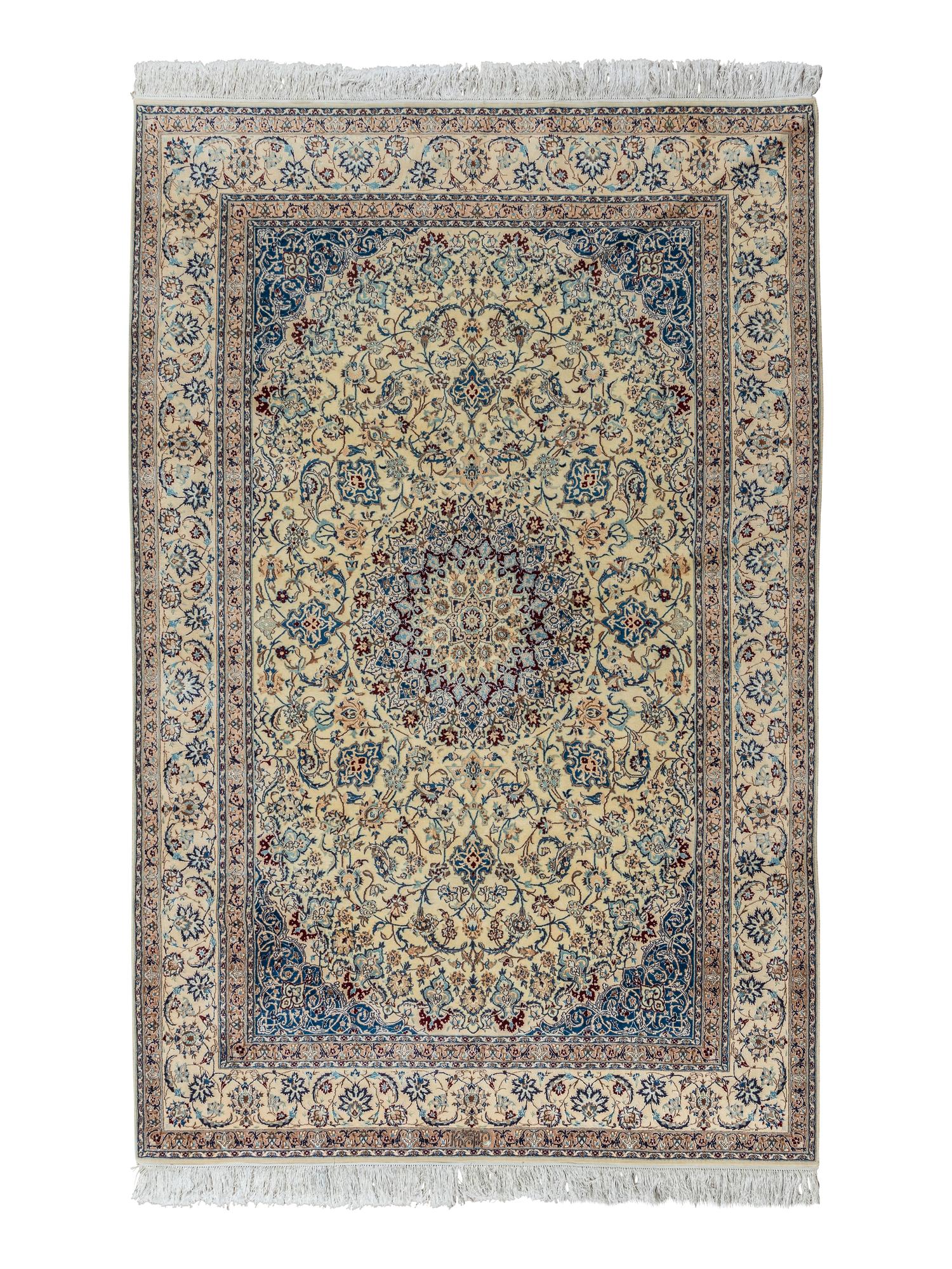 A Nain Silk and Wool Blend Rug