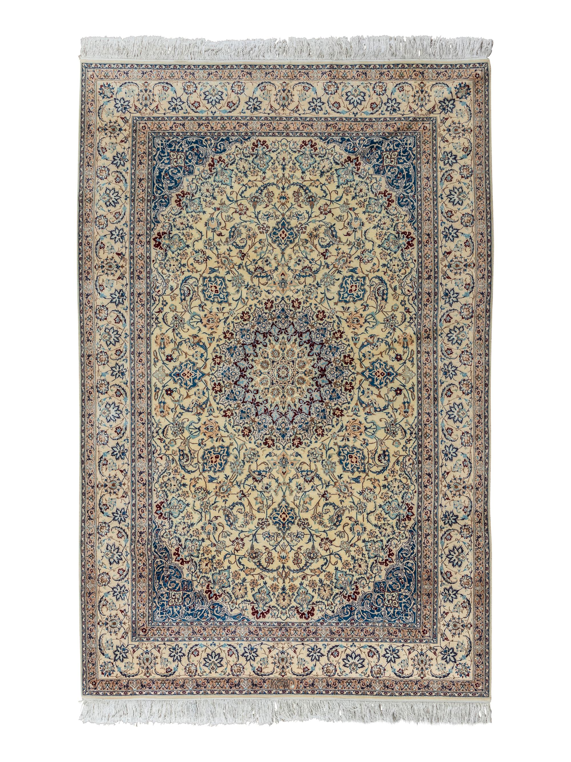 A Nain Silk and Wool Blend Rug