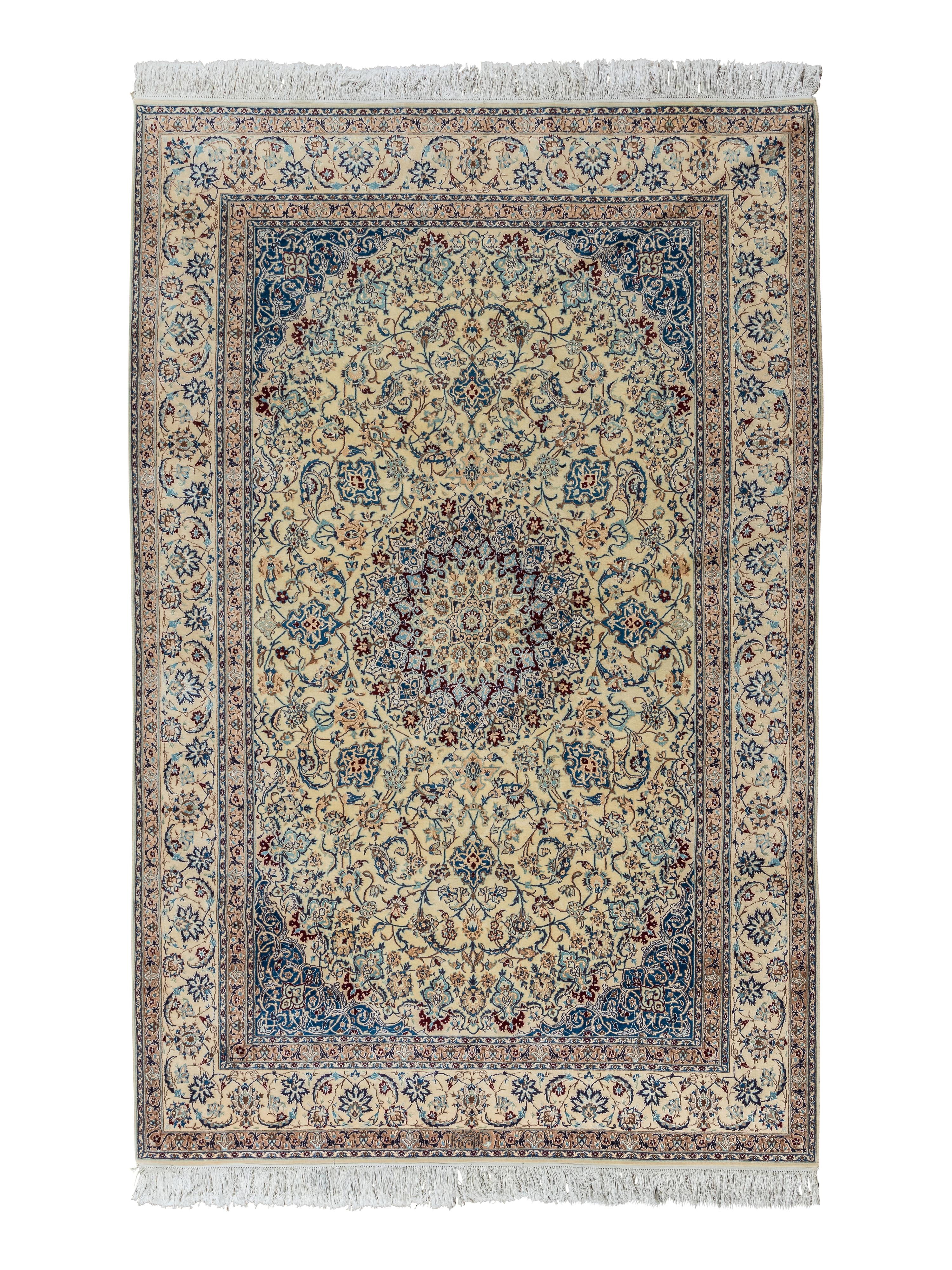 A Nain Silk and Wool Blend Rug