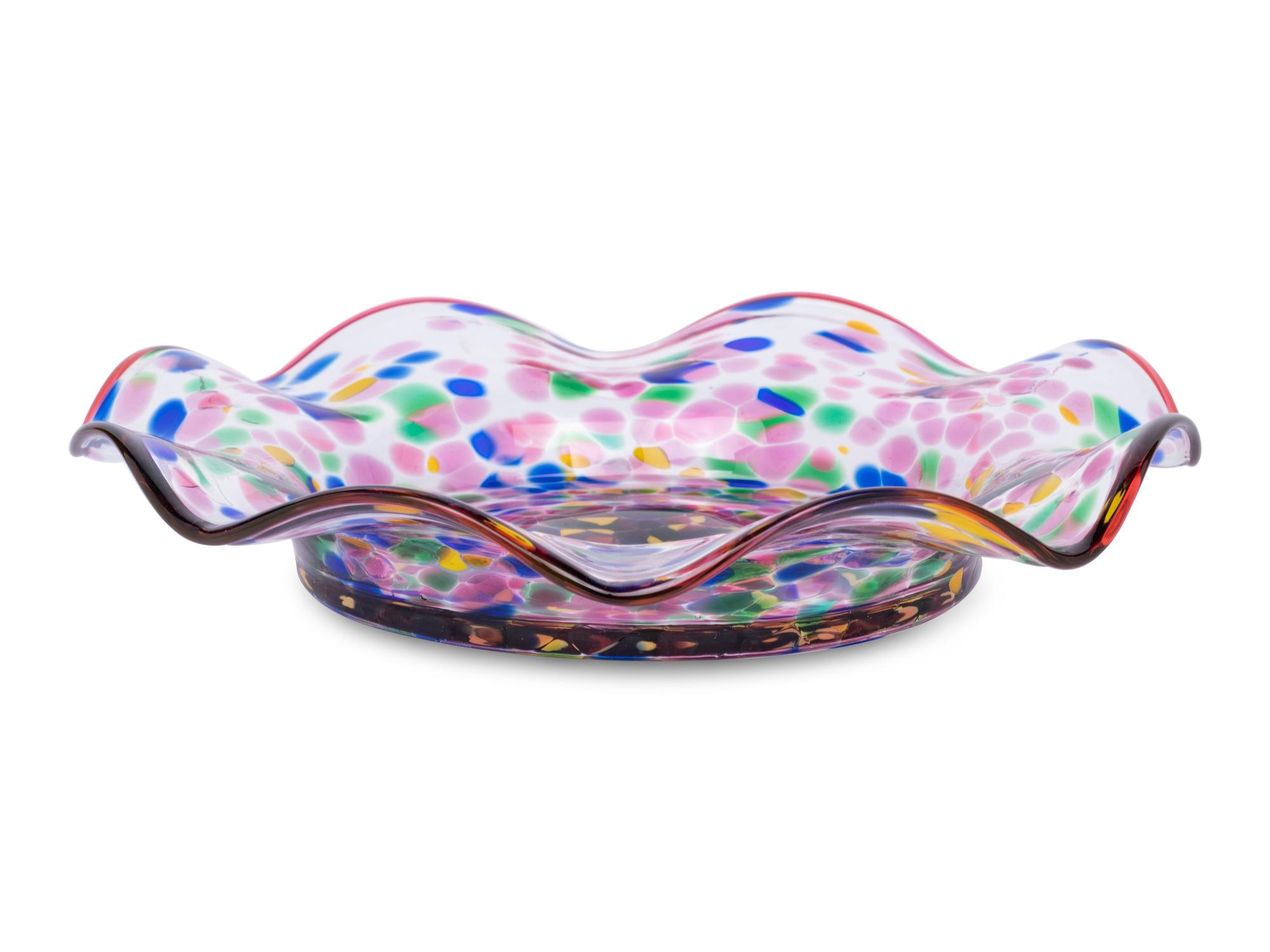 A MacKenzie-Childs Molten Confetti Glass Dessert Service