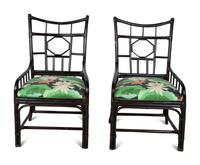 A Set of Four Palecek Chinese Chippendale Style Black Lacquer Bamboo Chairs — 20TH CENTURY