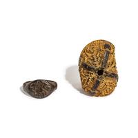 An Islamic Silver Ring and Byzantine Gilt-Silver Applique with Cross