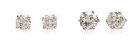 A Collection of White Gold and Diamond Stud Earrings, 1.20 dwts.