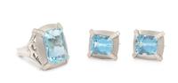 A Platinum, Aquamarine and Diamond Demi Parure, J.B. Star, 19.90 dwts.