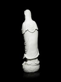 A Large Blanc-de-Chine Porcelain Figure of Guanyin