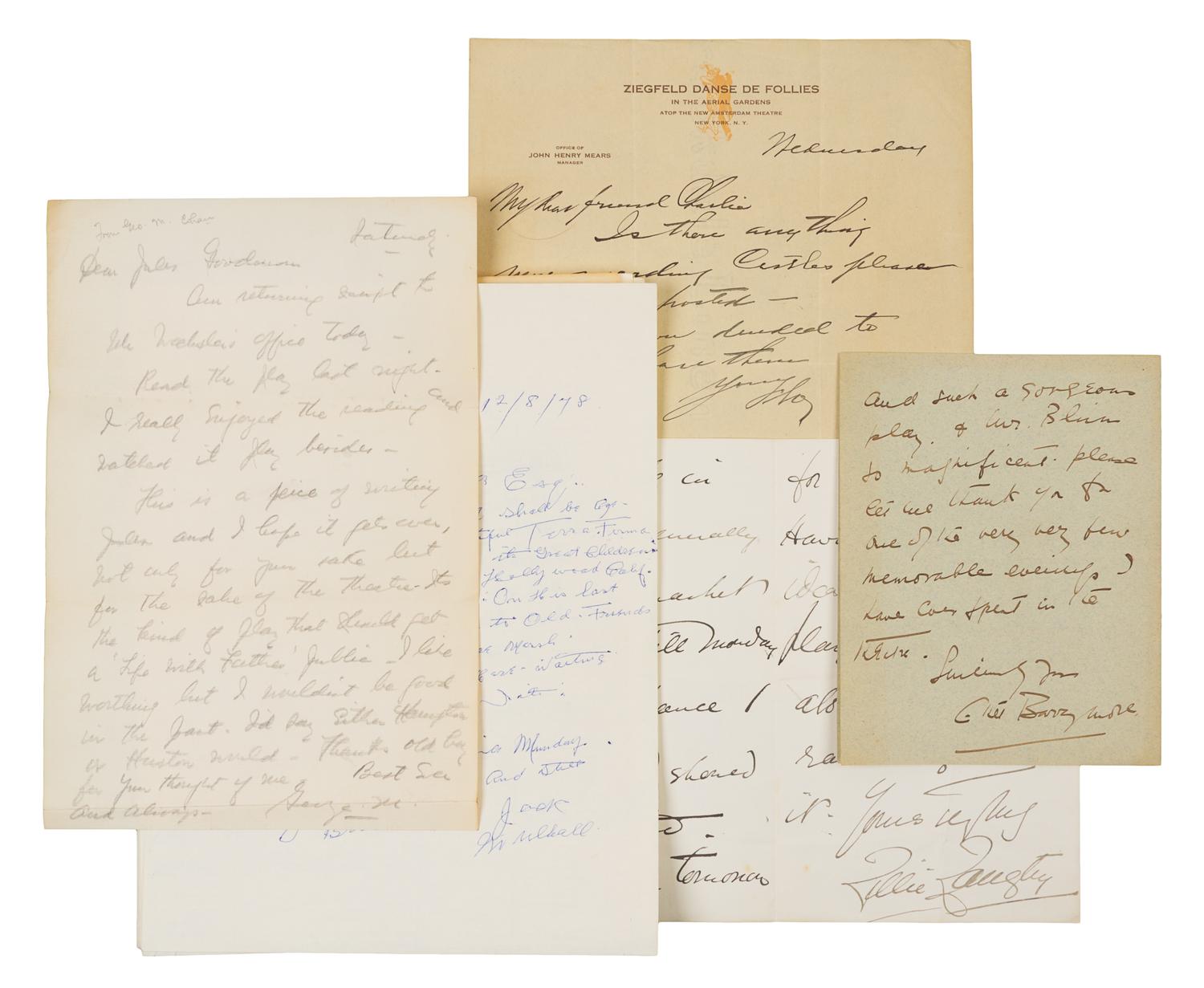 [ENTERTAINERS AND ACTORS]. A group of 4 manuscripts, comprising: