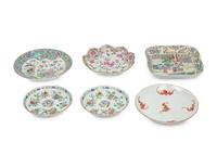 Six Famille Rose Porcelain Plates