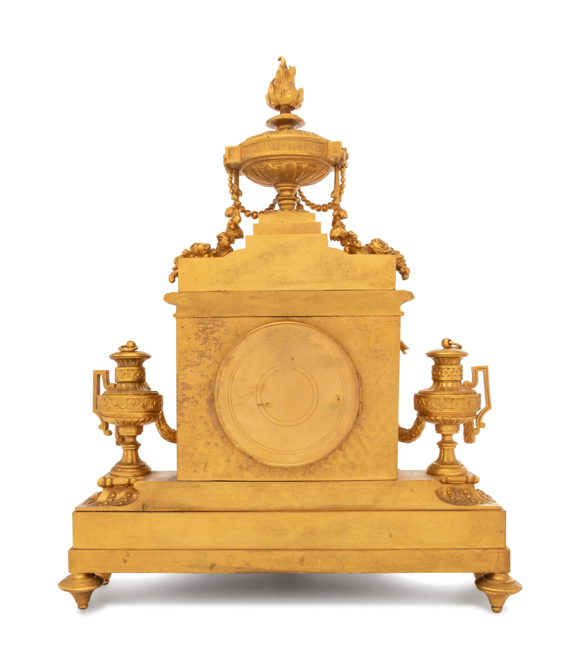 A Louis XVI Style Gilt Bronze Mantel Clock
