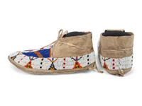 Northern Plains Beaded Hide Moccasins