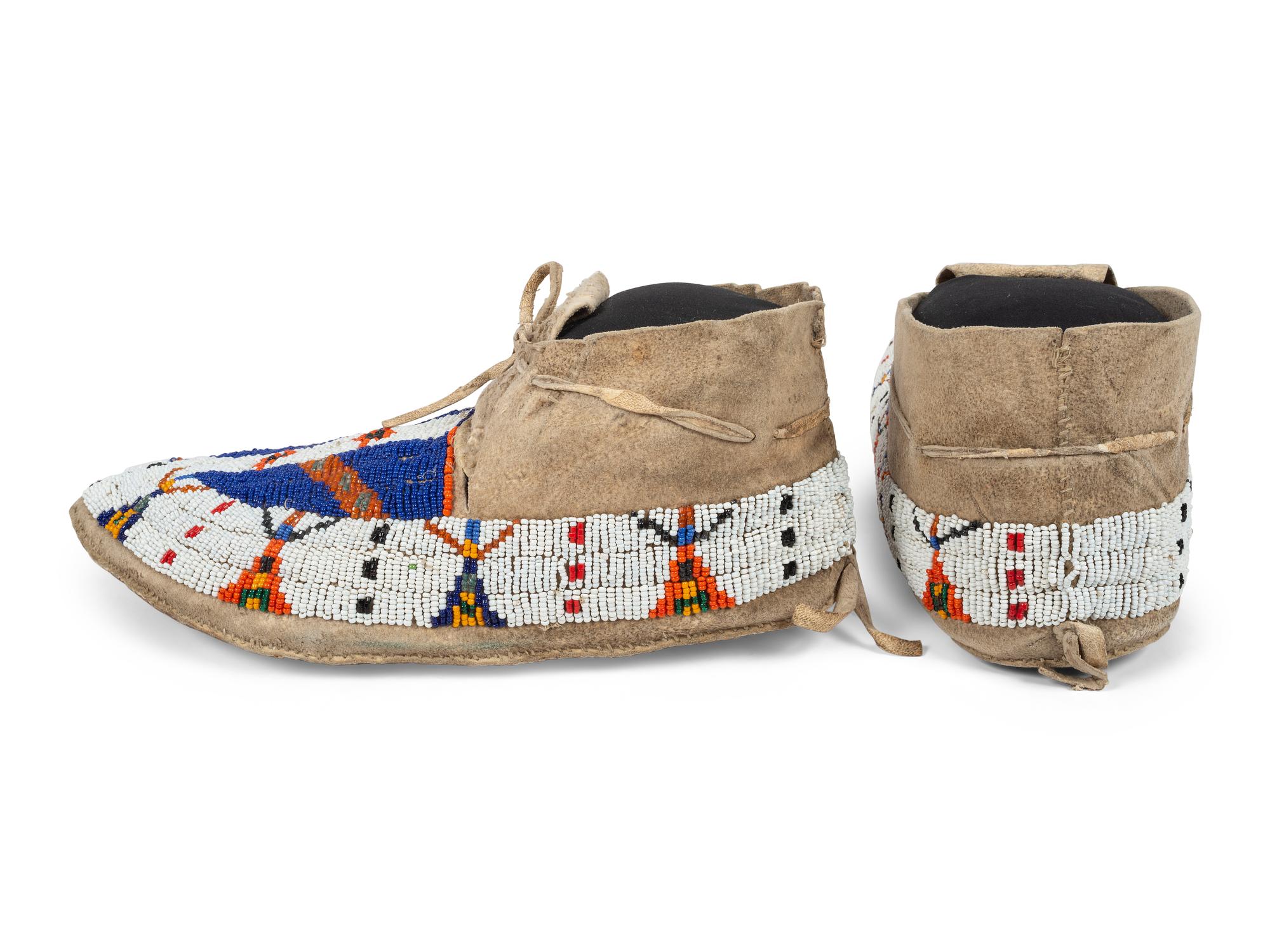 Northern Plains Beaded Hide Moccasins