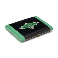 ART DECO, JADE, DIAMOND AND ENAMEL CIGARETTE CASE