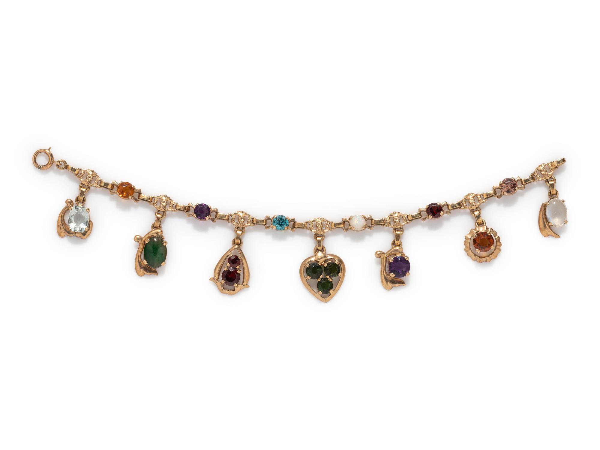 YELLOW GOLD AND MULTIGEM CHARM BRACELET