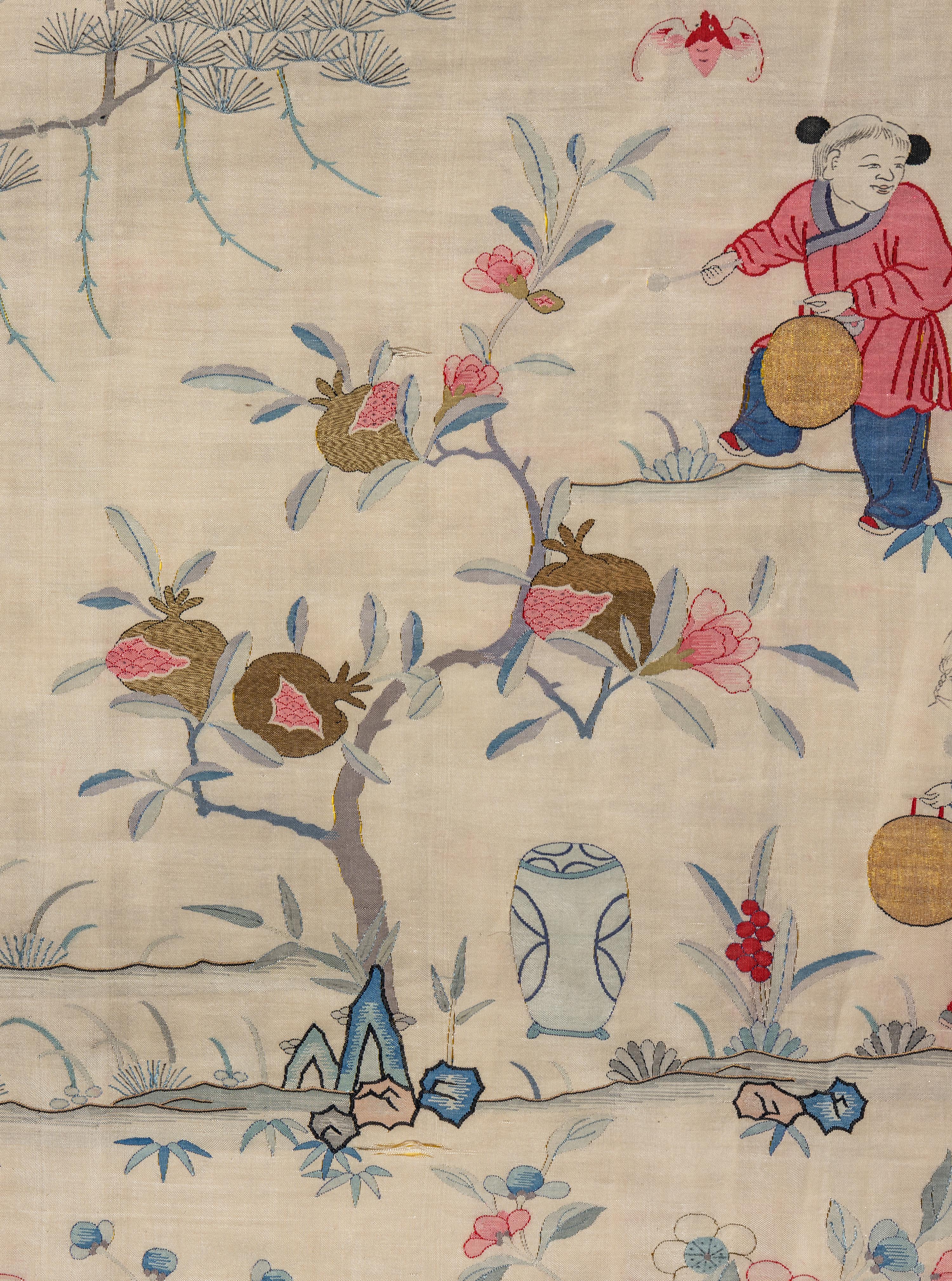 A Large Chinese Kesi Silk 'Hundred Boys' Panel, Circa 1880 — 清晚期 緙絲百子圖大挂賬