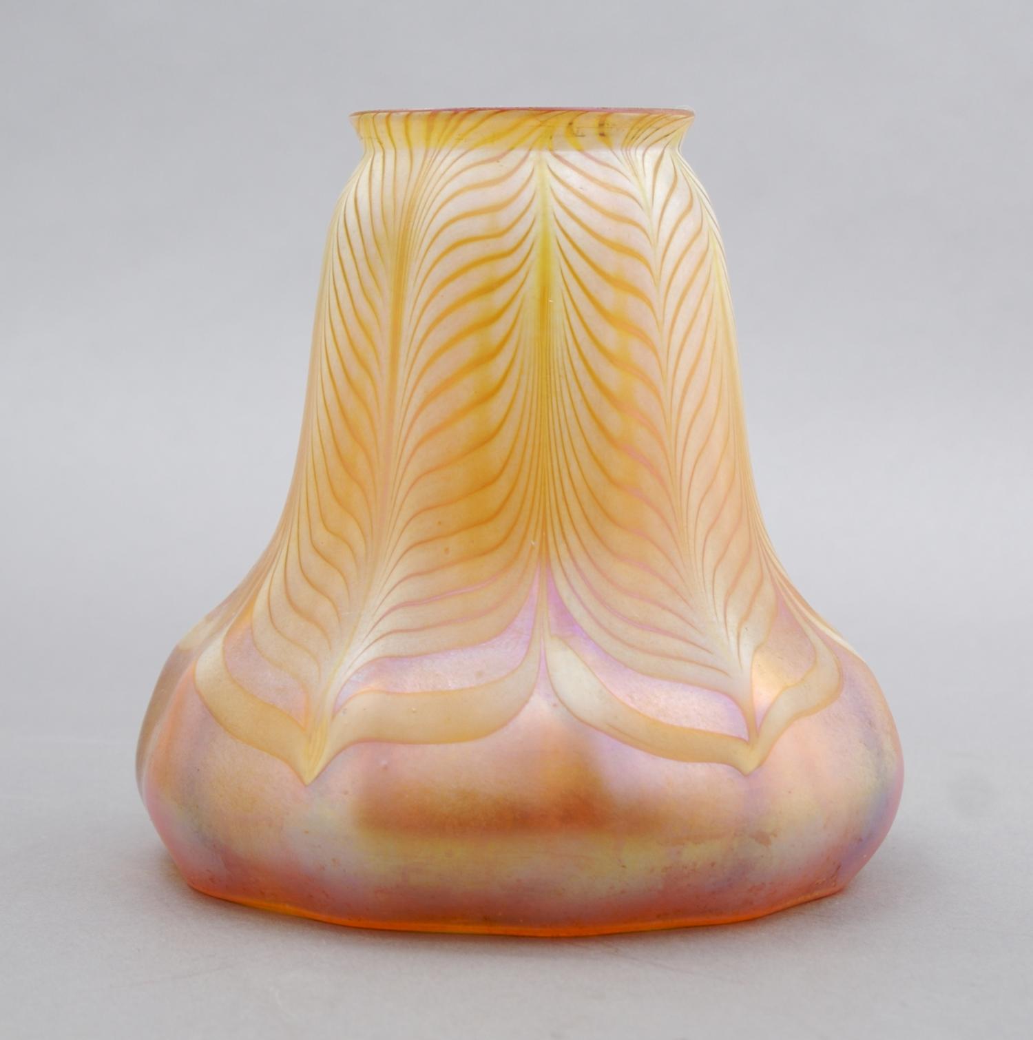 A Quezal Glass Shade, Height 4 3/4 inches.