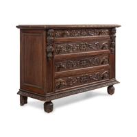 A Spanish Carved Oak Chest of Drawers